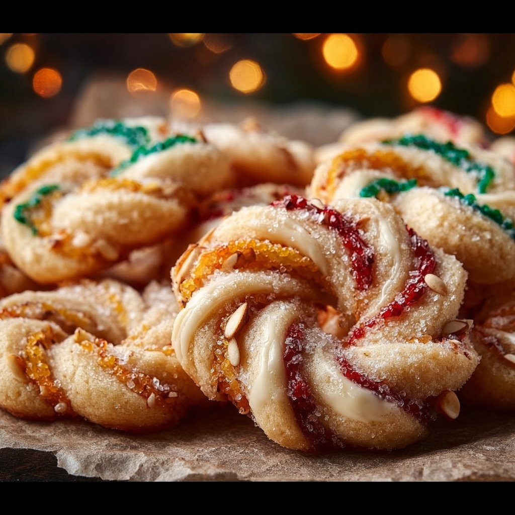 Twisted Christmas Cookies with Almond and Citrus Icing
