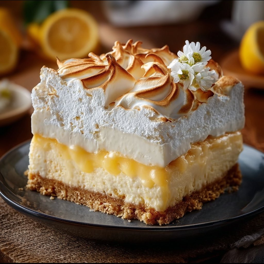 Triple Lemon Meringue Cheesecake