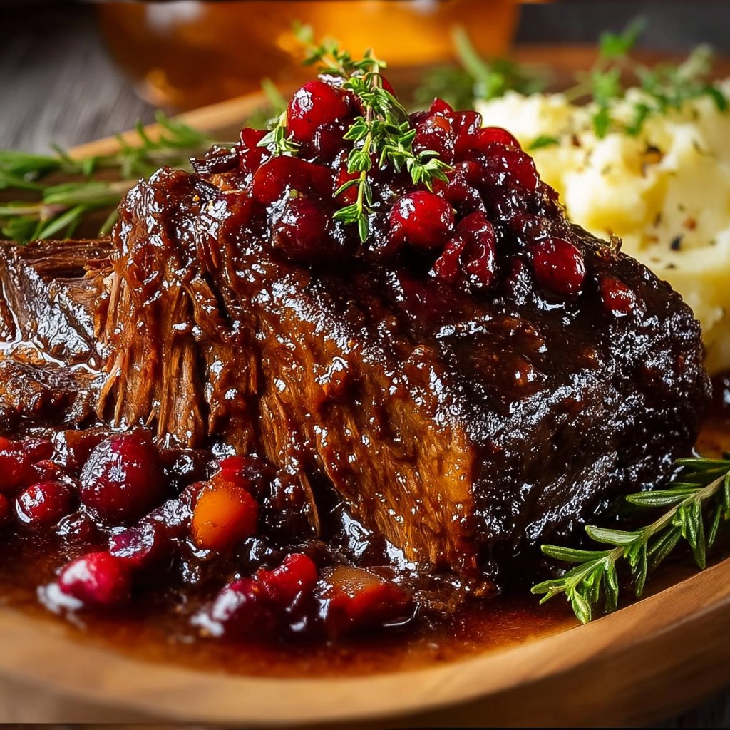 Slow Braised Beef Roast with Cranberry Balsamic Glaze