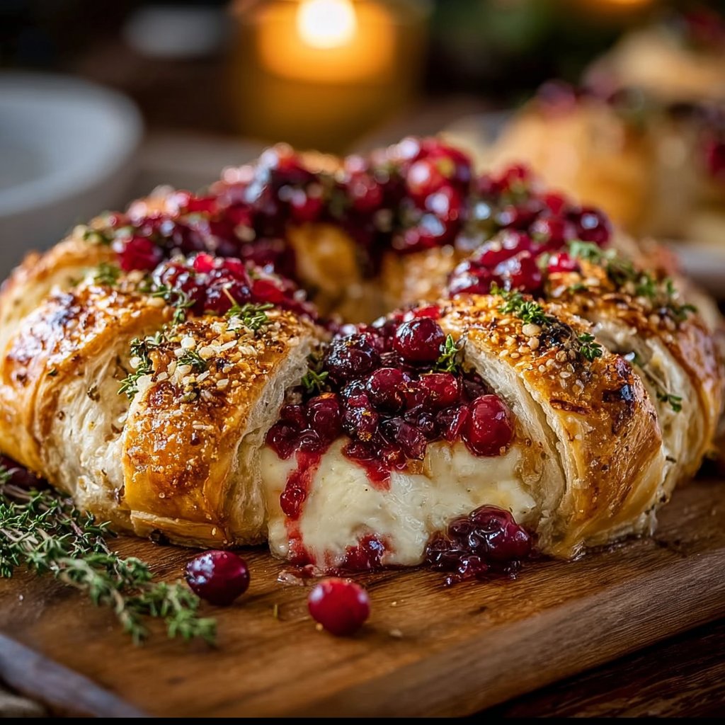 Brie Cheese and Cranberry Christmas Wreath