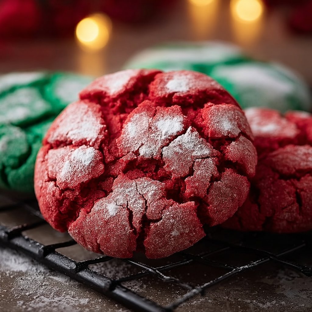 Festive Red and Green Crinkle Cookies