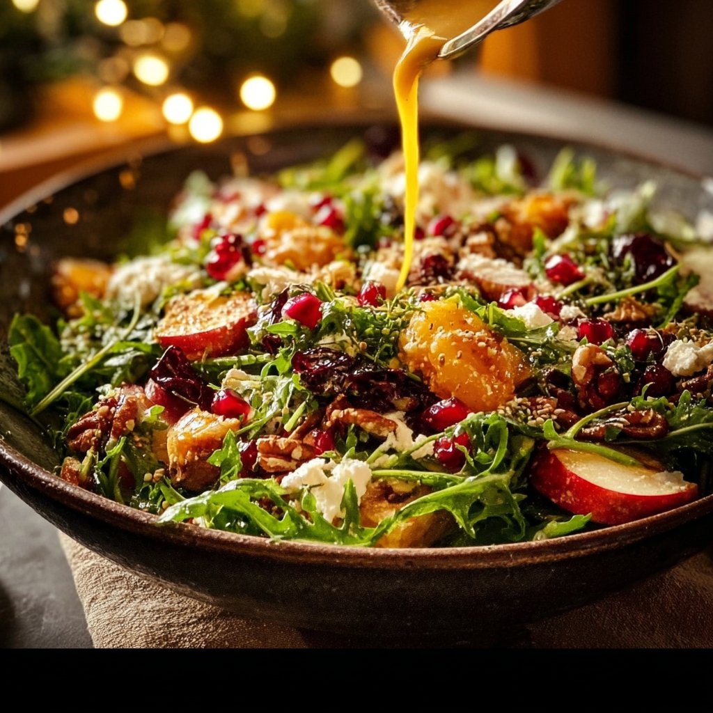 Christmas Salad with a Sweet & Savory Honey Mustard Dressing