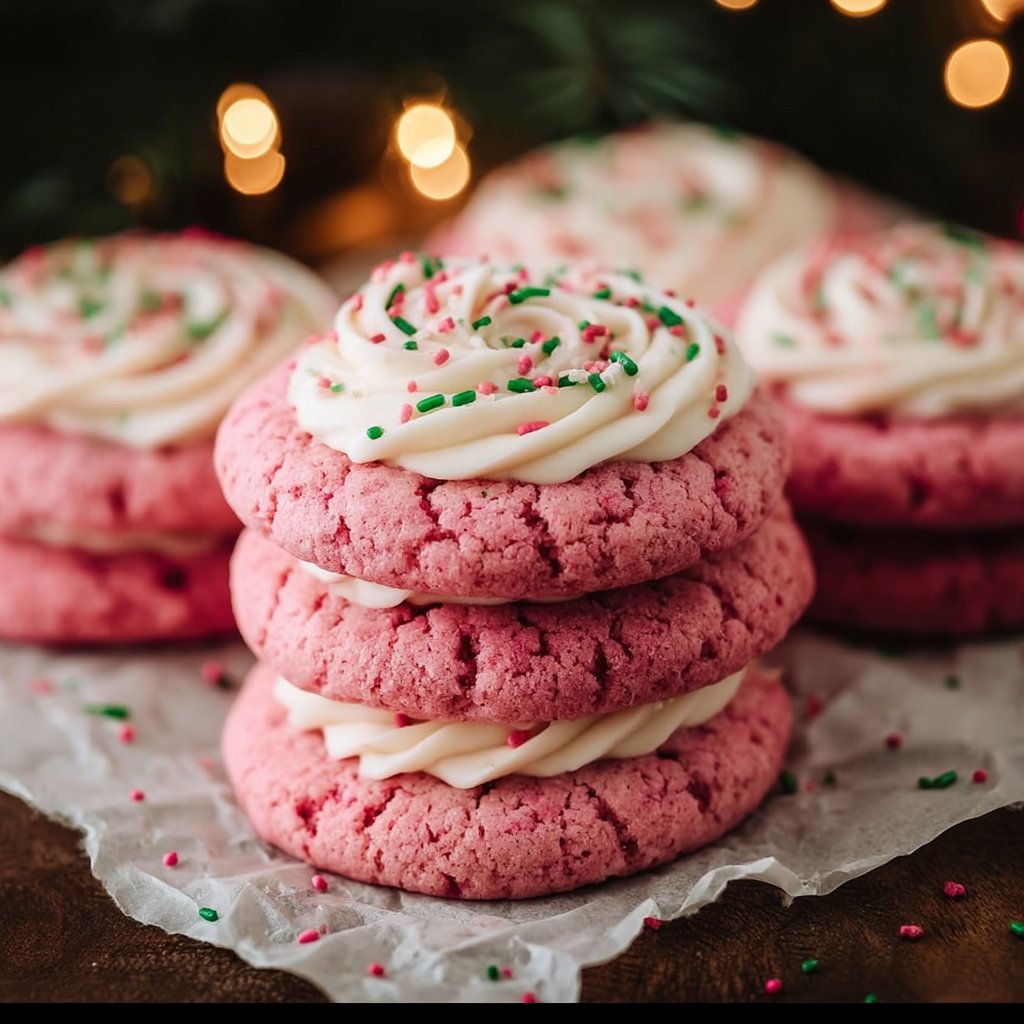 Christmas Pink Velvet Cookies