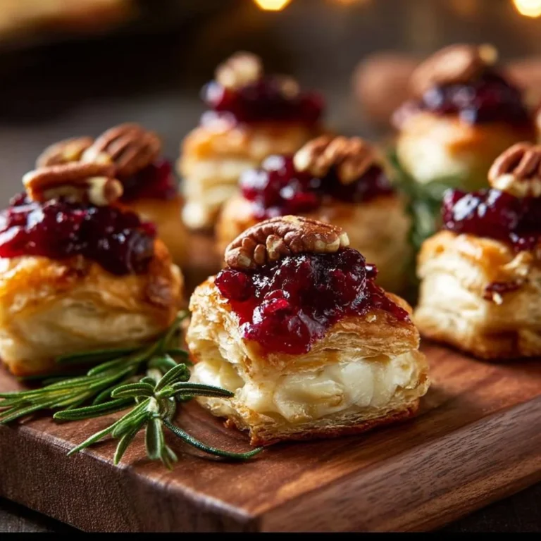 Golden baked cranberry brie bites served on a platter for appetizers