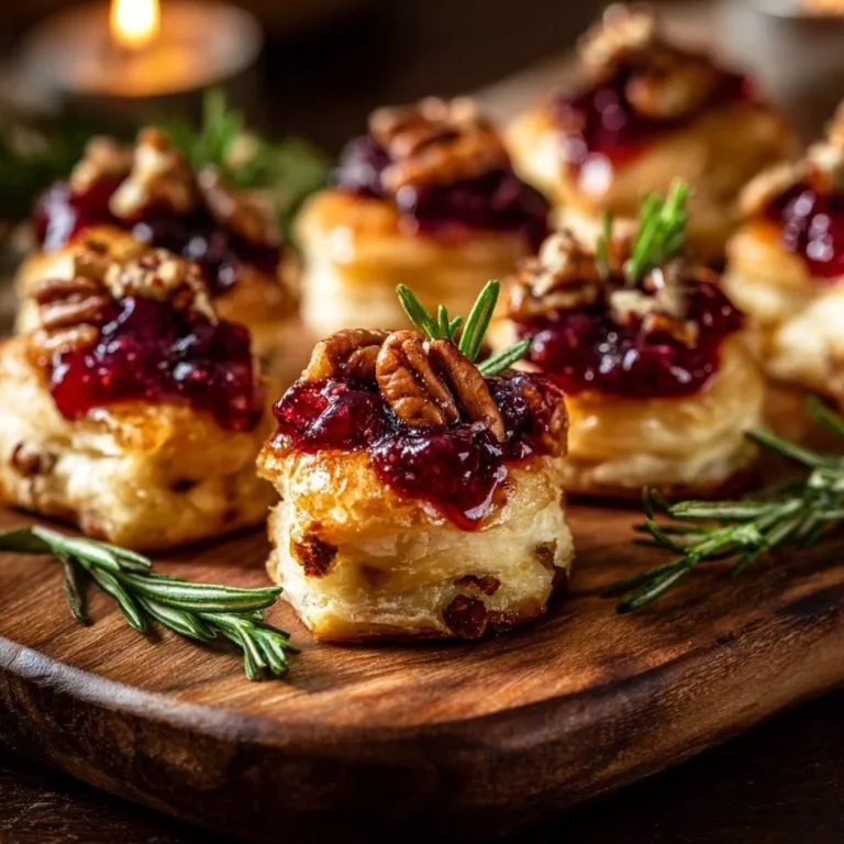 Baked cranberry brie bites served on a platter