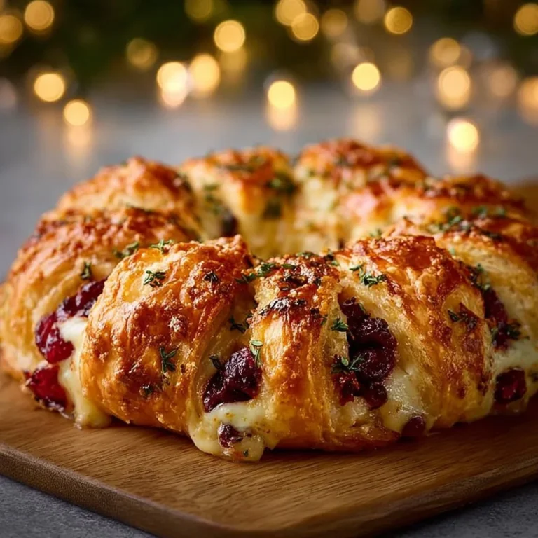 Brie Cheese and Cranberry Christmas Wreath for festive holiday gatherings