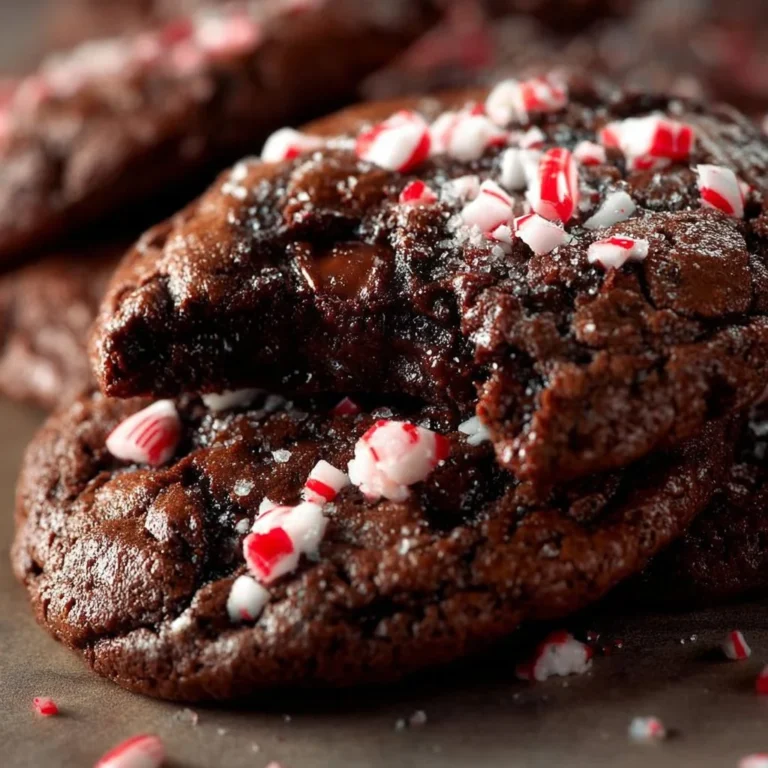 Chocolate peppermint brownie cookies on a plate, a festive treat.