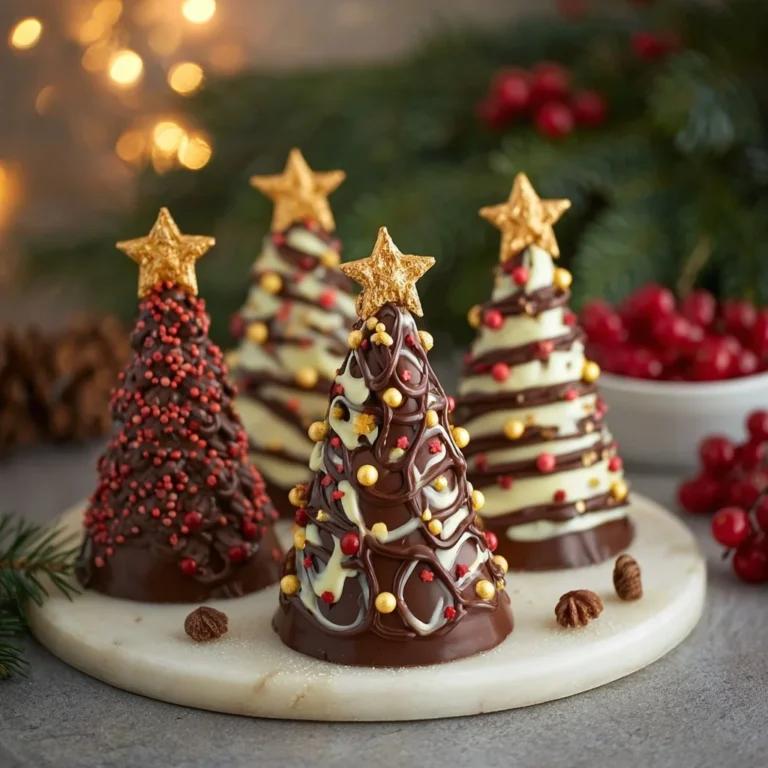 Delicious Christmas Chocolate Trees decorated for the holiday season
