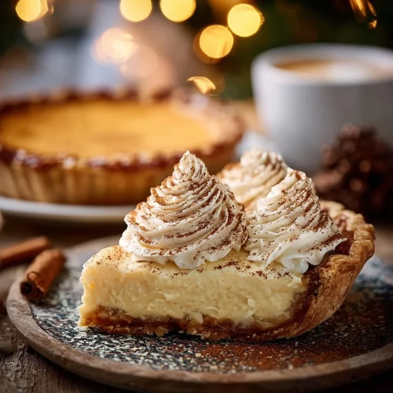 Christmas Eve cinnamon-vanilla custard pie topped with cinnamon and vanilla flavor