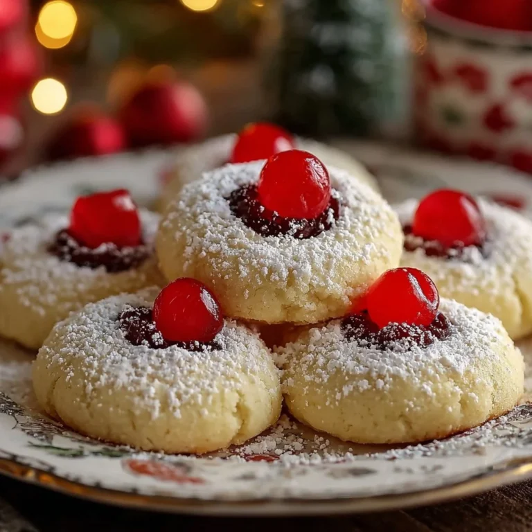Christmas Maraschino Cherry Shortbread Cookies decorated with cherries
