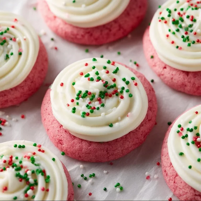 Delicious Christmas Pink Velvet Cookies on a festive plate