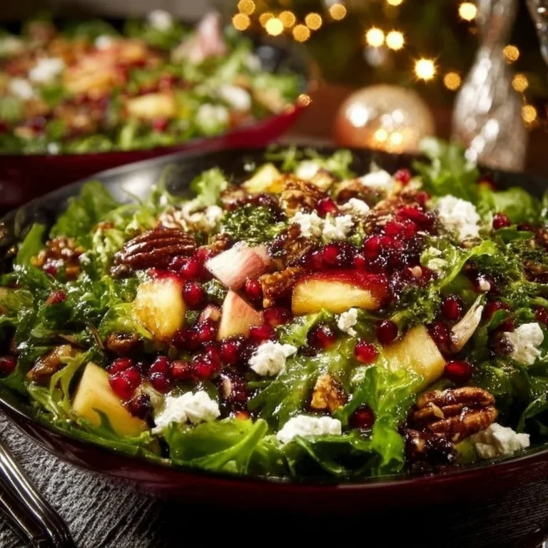 Christmas Salad topped with honey mustard dressing and festive ingredients