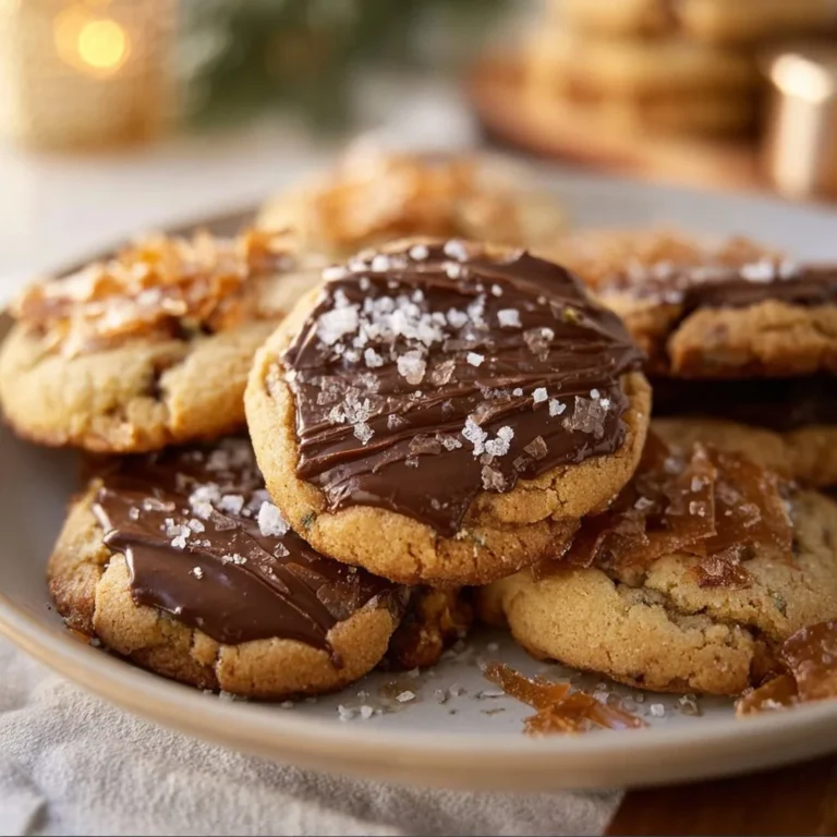 Deliciously golden brown butter toffee cookies on a cooling rack