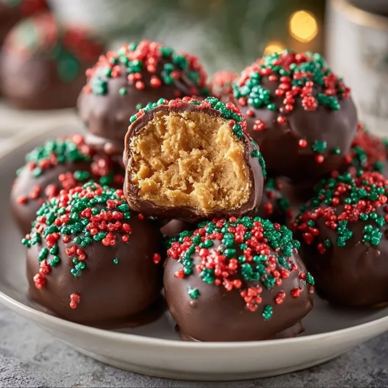 Delicious easy Christmas Peanut Butter Balls ready for a festive treat.