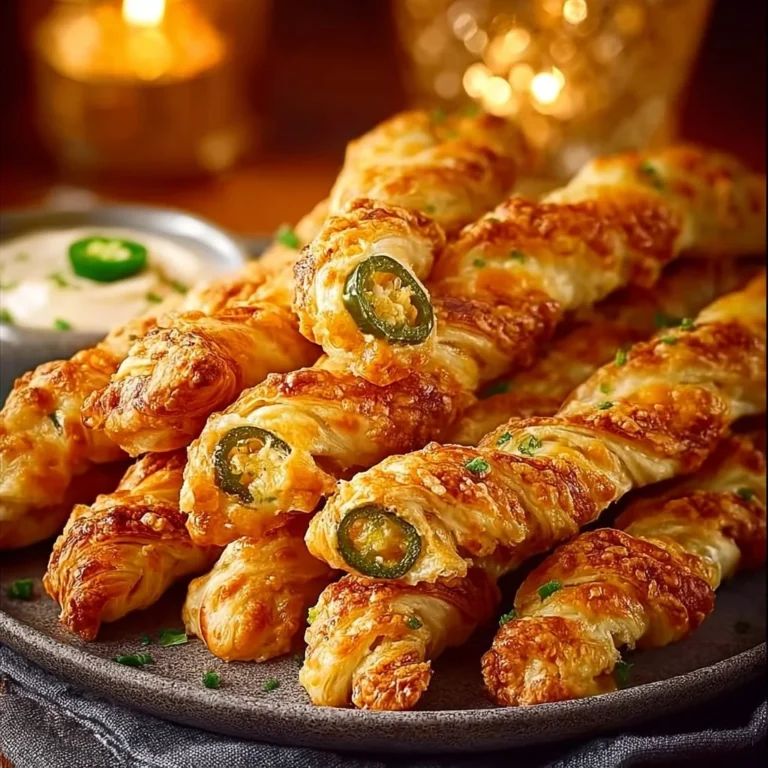 Flaky jalapeno popper twists golden brown on a platter
