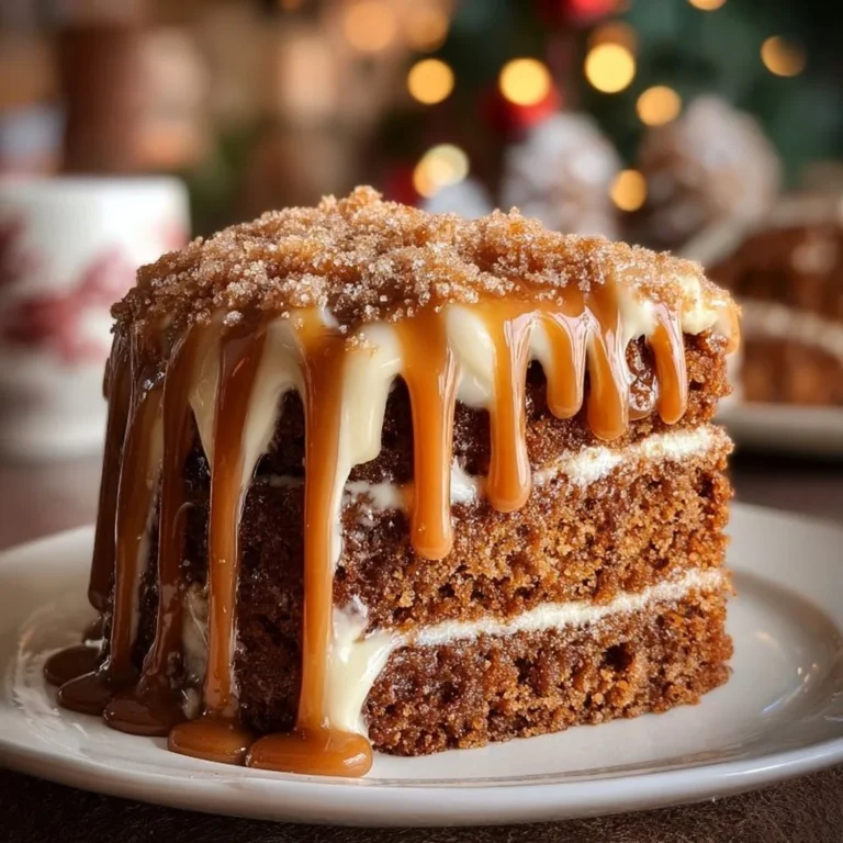 Gingerbread cake with cinnamon molasses frosting on a festive plate.