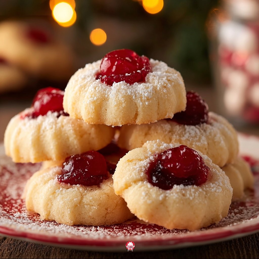 Christmas Maraschino Cherry Shortbread Cookies