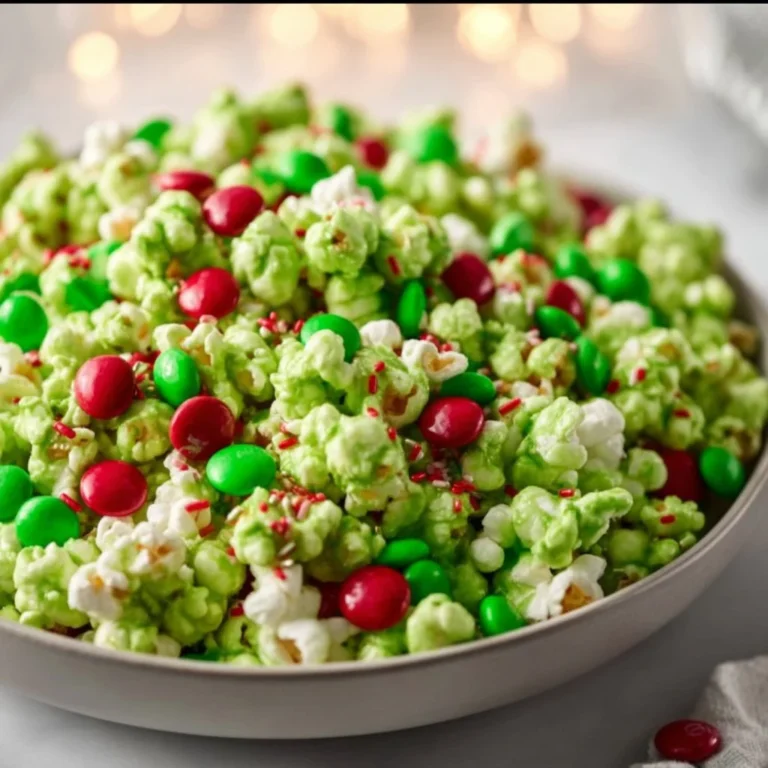 Colorful Grinch Popcorn Mix for festive holiday snacks