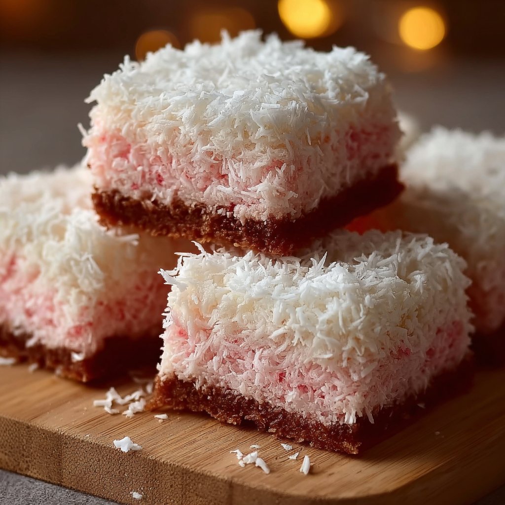 Pink Coconut Snowball Cake Bars