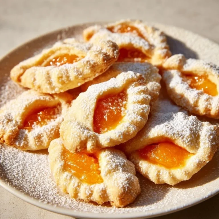 Plate of freshly baked Kolacky Cookies filled with fruit preserves