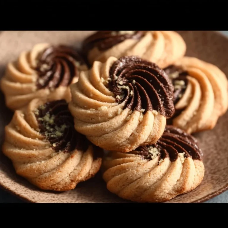 Melt-in-your-mouth coffee butter cookies on a plate