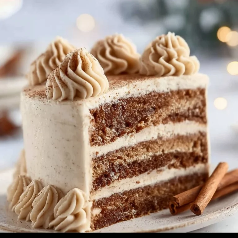 Moist Christmas spice cake with eggnog buttercream frosting