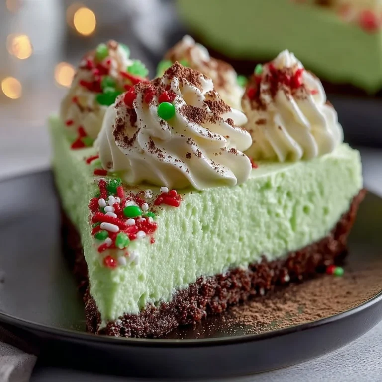 No Bake Grinch Christmas Cheesecake decorated with festive colors
