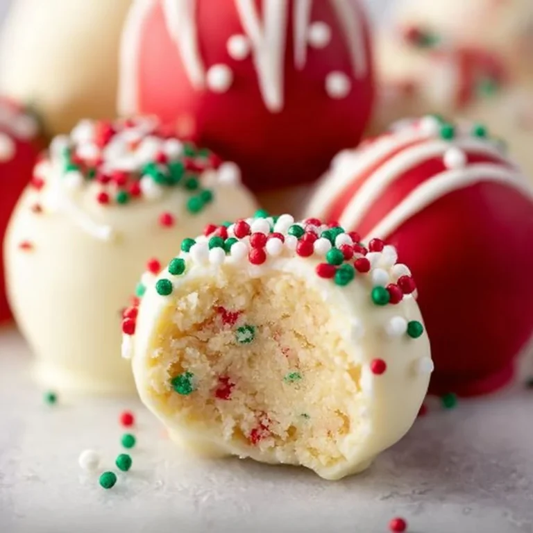 No-bake sugar cookie truffles coated in sprinkles