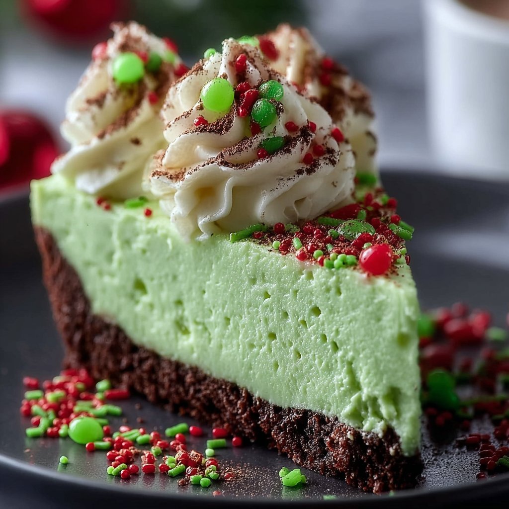 No Bake Grinch Christmas Cheesecake