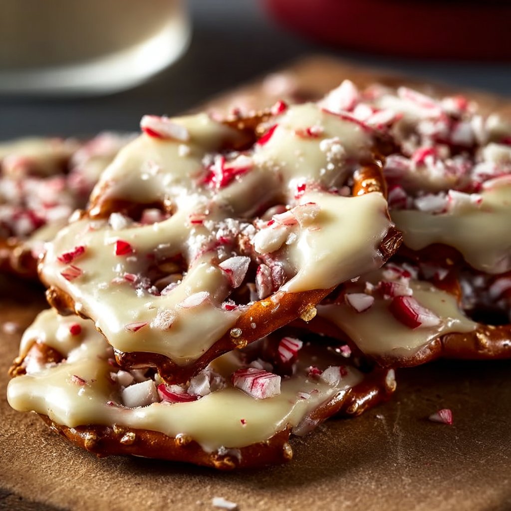 Easy White Chocolate Peppermint Pretzel Crisps