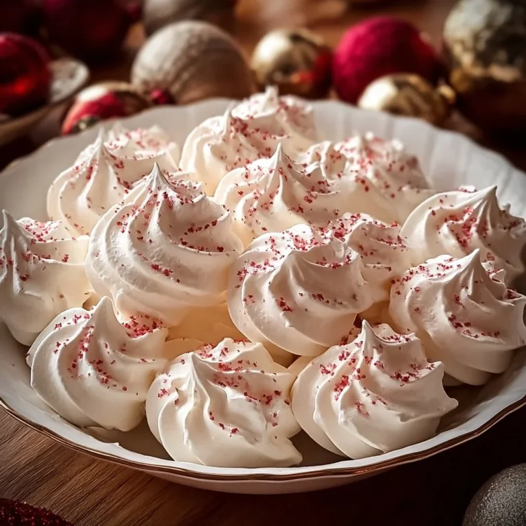 Delicious peppermint meringues on a festive platter.