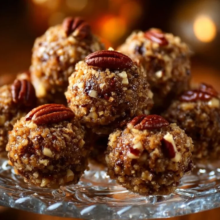 Pioneer Woman pecan pie balls dessert with chocolate coating and pecan garnish