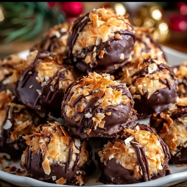 Delicious Samoa Truffles with a rich and creamy chocolate coating