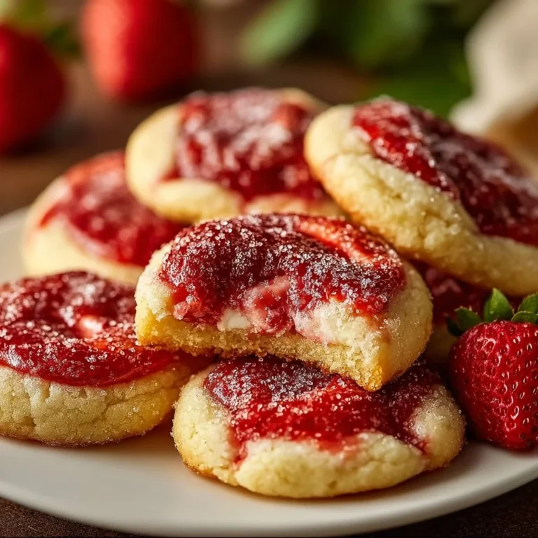 Delicious strawberry cheesecake cookies with creamy filling and fresh strawberries