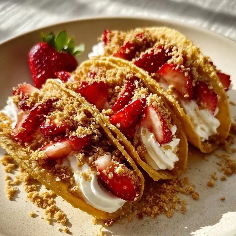 Strawberry Crunch Cheesecake Tacos with fresh strawberries and crunchy topping