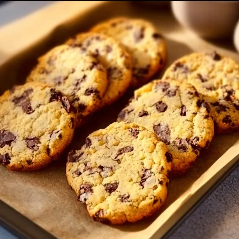 Sweet chocolate chip and toffee shortbread cookies on a plate