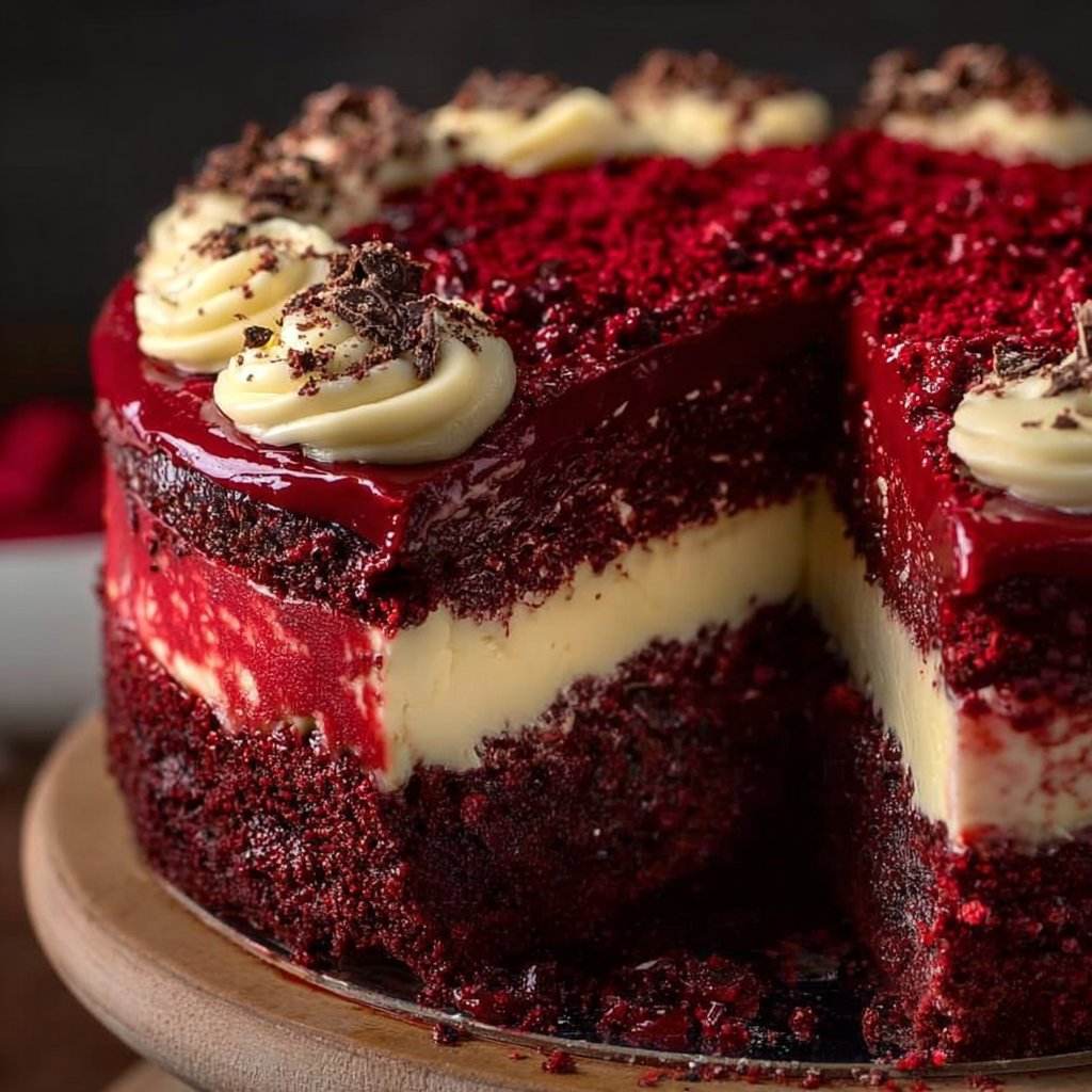 Decadent Red Velvet Cheesecake Layer Cake